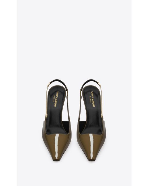 Saint Laurent White Blake Slingback Pumps In Patent Leather