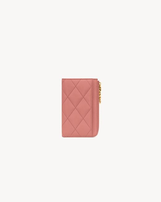 Saint Laurent White Cassandre Bijou Zip Card Case