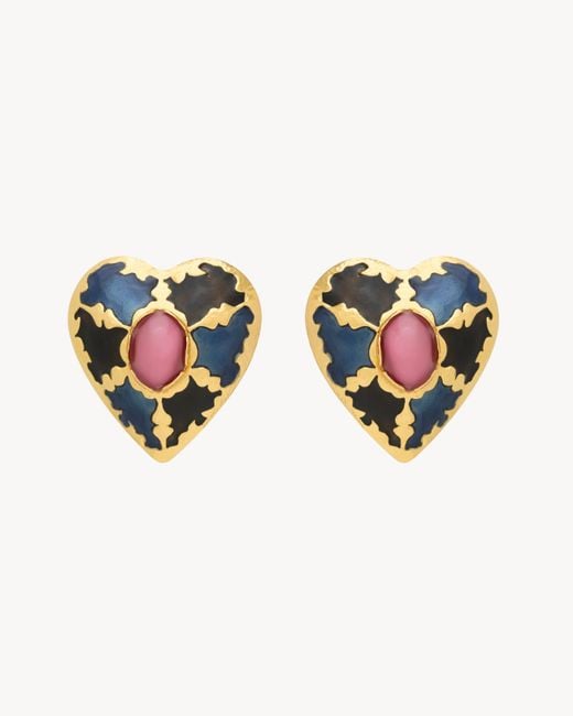 Saint Laurent Multicolor Heart Earrings
