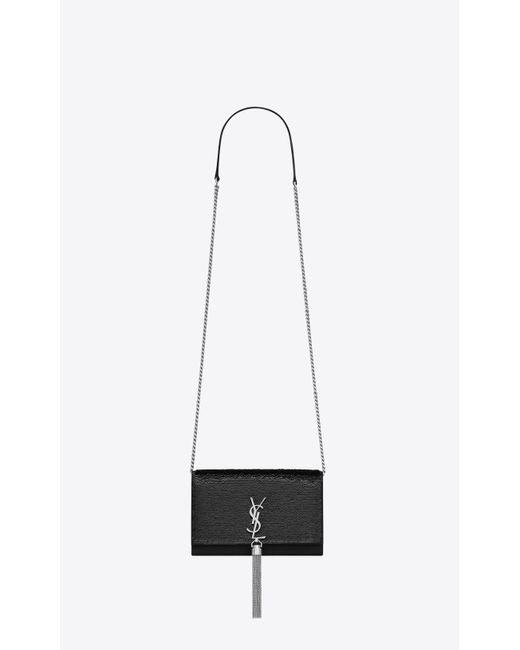 Saint Laurent White Satin Kate Chain Wallet