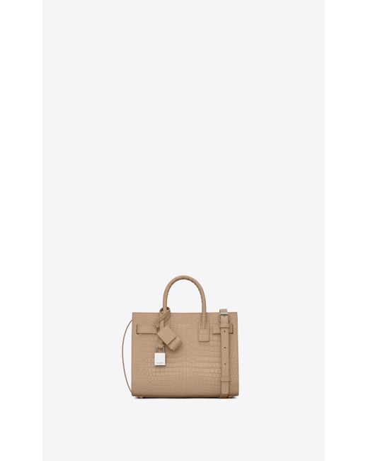 Sac De Jour Nano En Cuir Embossé Crocodile Saint Laurent en coloris Natural