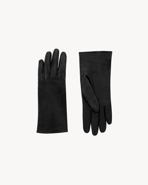 Cassandre Gants En Cuir Et Soie Saint Laurent en coloris Black