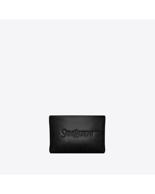 Saint Laurent Black Small Puffy Pouch In Lambskin for men