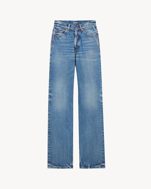 Saint Laurent Blue Saint Laone Sizerent V-Waist Long Baggy Jeans