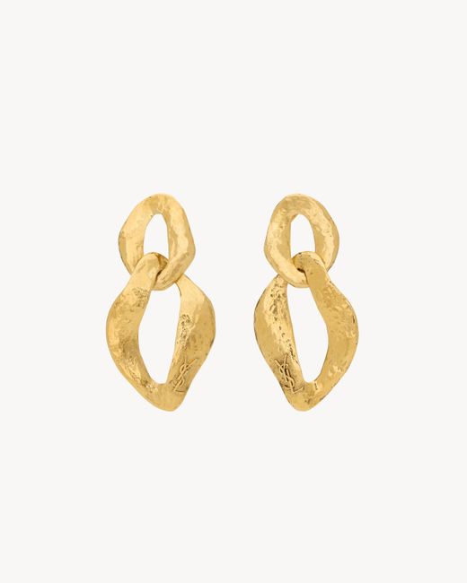Saint Laurent Metallic Cassandre Link Pendant Earrings