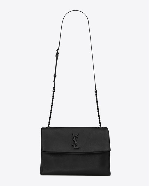 Saint Laurent Medium West Hollywood Monogram Bag In Black Grain De Poudre Textured Leather