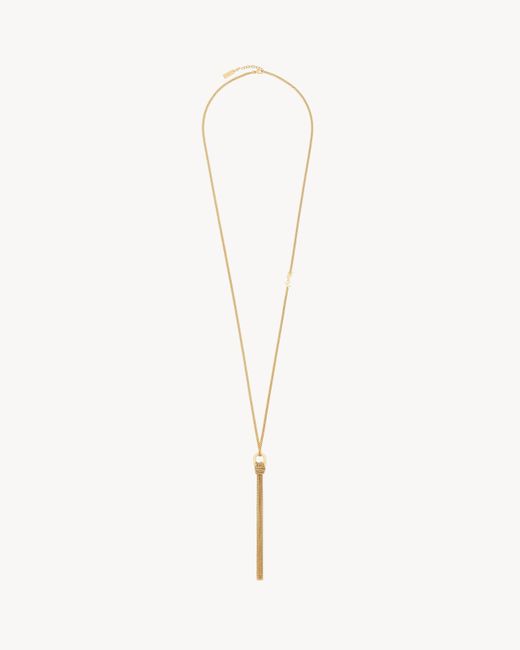 Saint Laurent Metallic Saint Laone Sizerent Cassandre Tassel Necklace