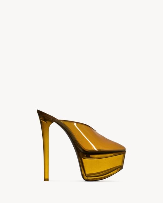Saint Laurent Metallic Whisky Platform Mules