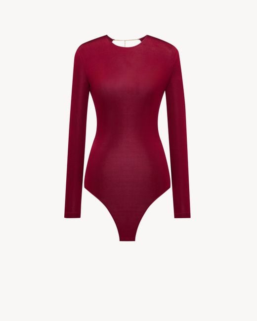 Saint Laurent Red Cassandre Backless Bodysuit