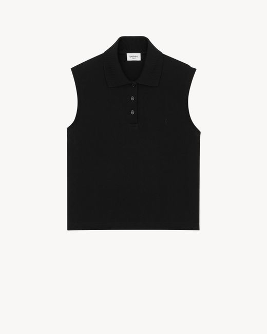 Saint Laurent Black Cassandre Polo Shirt