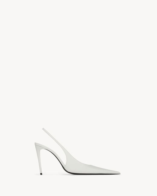 Saint Laurent White Guermantes Slingback Pumps