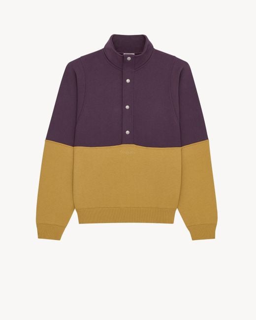 Saint Laurent Purple Half-Snap Sweatshirt