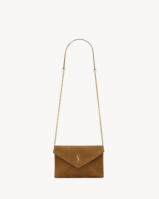 Saint Laurent White Cassandre Small Chain Pouch