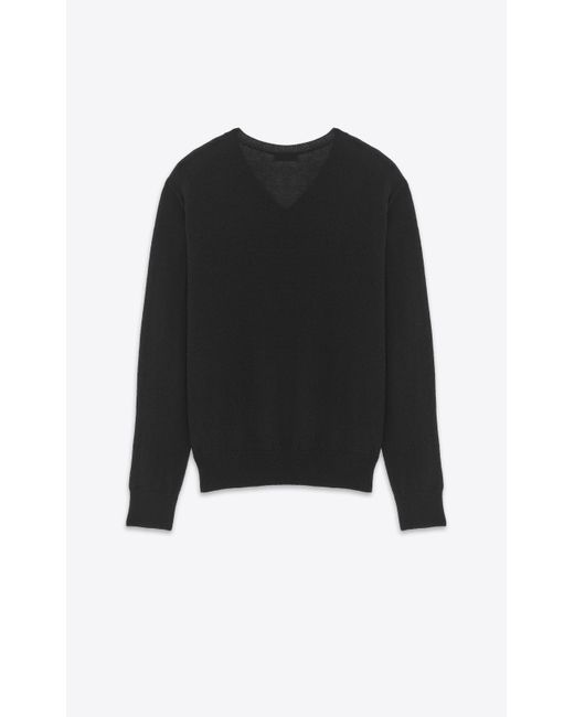 Saint Laurent Black V-neck Weater for men