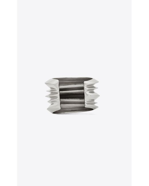 Saint Laurent White Stacked Cuff In Metal