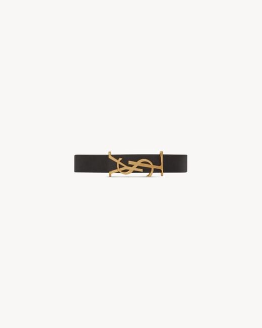 Saint Laurent Black Ysl-Charm Leather Bracelet