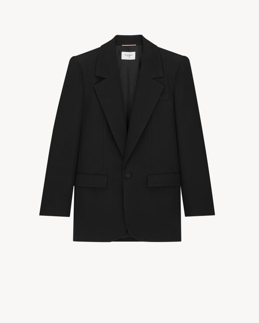 Saint Laurent Black Jacke Aus Grain De Poudre