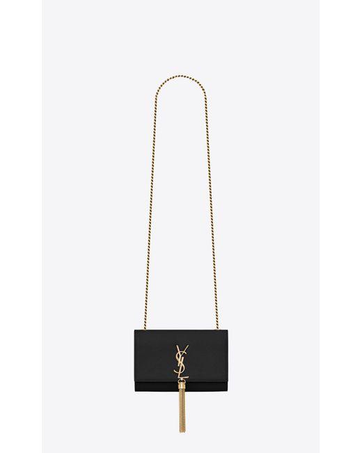 Saint Laurent Kate Small Chain Bag With Tassel In Grain De Poudre Embossed  Leather in White | Lyst UK