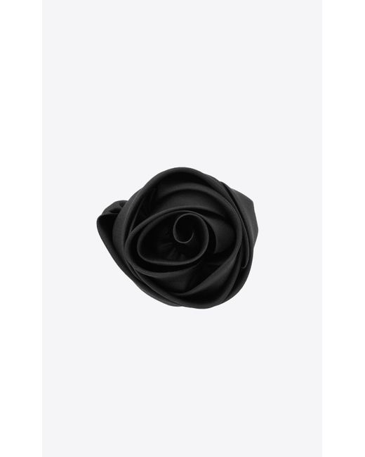 Saint Laurent Black Broche Rose En Organza De Soie Noir for men