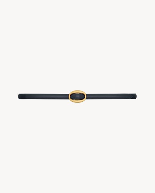 Saint Laurent White Oval Buckle Thin Reversible Belt