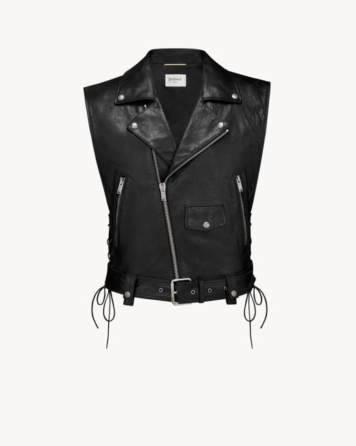 Saint Laurent Black Biker Vest