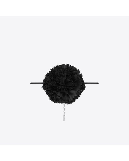 Saint Laurent Black Blumen-halskette aus seiden-satin schwarz
