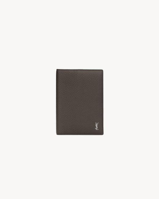 Saint Laurent Gray Tiny Cassandre Passport Case for men