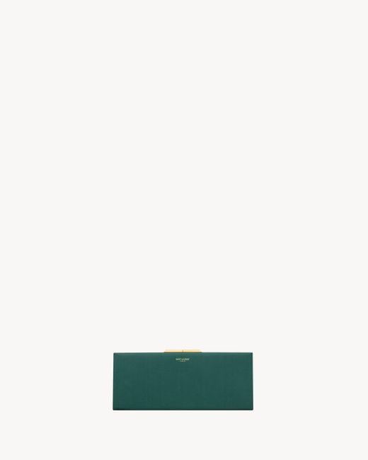 Saint Laurent ミッドナイト スモール クラッチ（サテン） グリーン Green