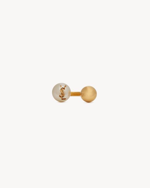 Saint Laurent Metallic Cassandre Pearl And Ball Ring