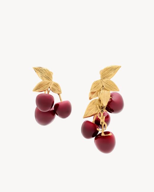 Saint Laurent Multicolor Cassandre Cherry Earrings