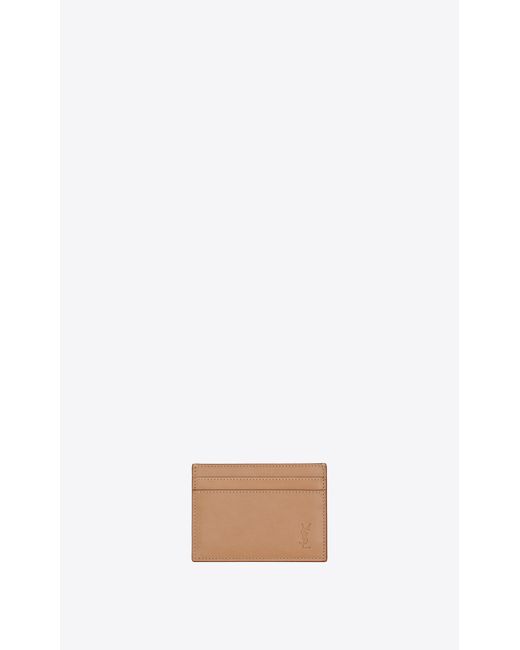 Saint Laurent Cassandre Shadow Card Case In Smooth Leather in Brown Gold (White) for Men | Lyst