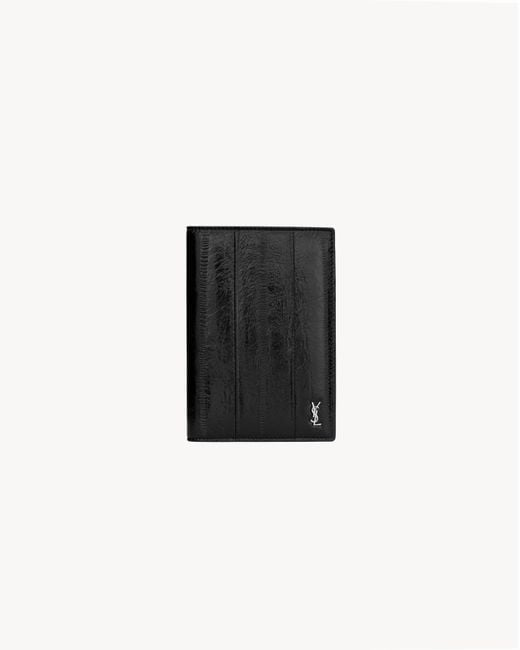 Saint Laurent Black Tiny Cassandre Passport Case for men