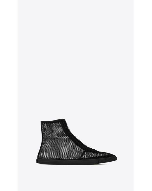 Saint Laurent Black You Mid-top Sneakers In Mesh And Leather