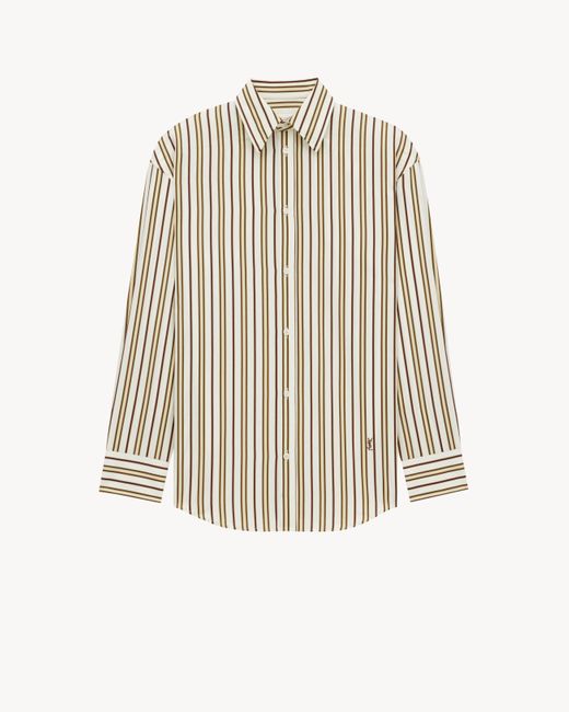 Saint Laurent Cassandre シャツ（ストライプコットンポプリン） グリーン Natural