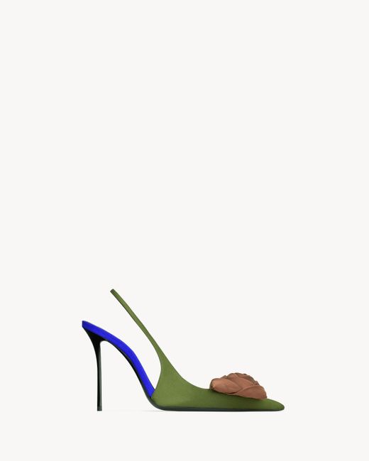 Saint Laurent Blue Amalia Slingback Pumps