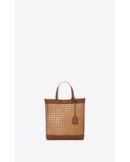 Saint Laurent Shopping Bag Toy In Woven Cane And Leather Lyst