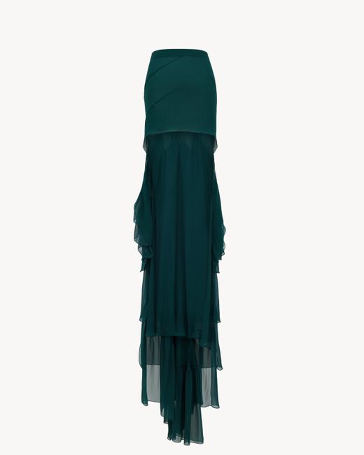 Saint Laurent Green Cascade Skirt