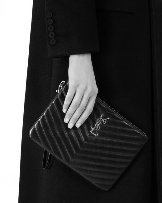 Saint Laurent Monogram A5 Pouch In Matelass Leather in Black Lyst