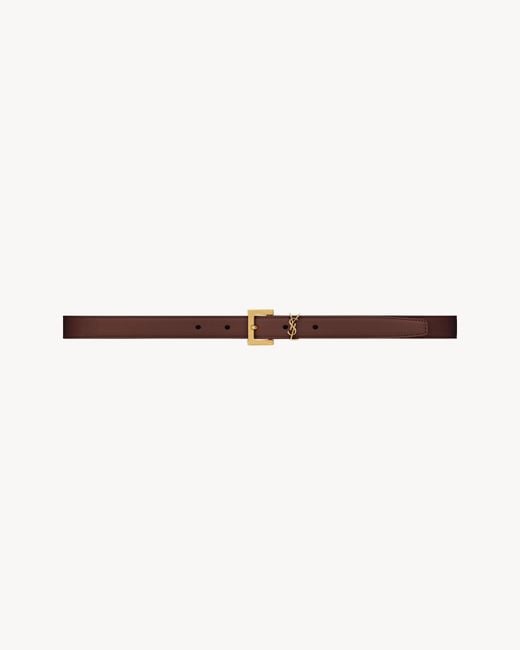 Saint Laurent Natural Cassandre Leather Belt