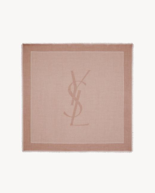 Saint Laurent Natural Cassandre Square Scarf