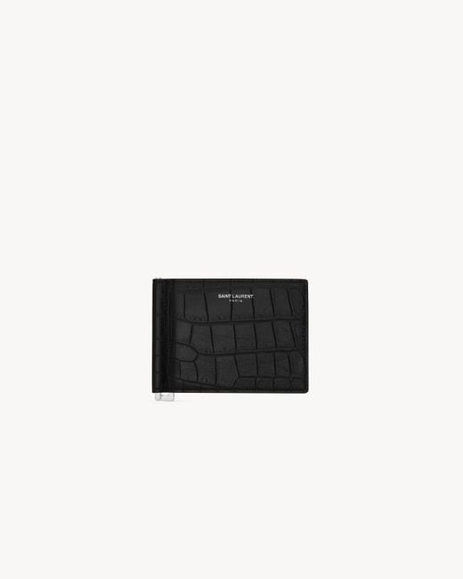 Saint Laurent White Paris Bill Clip Wallet for men