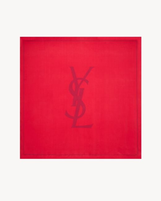 Sciarpa Quadrata Cassandre di Saint Laurent in Red