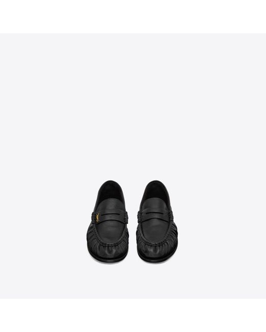 Saint Laurent Black Le loafer penny slippers aus glänzendem leder