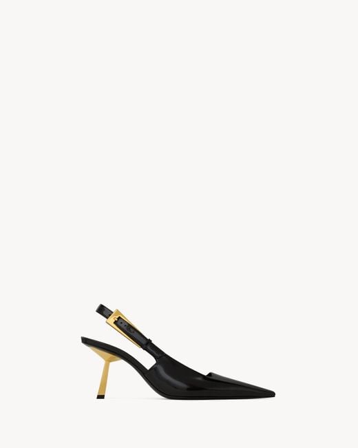 Saint Laurent White Lee Slingback Pumps