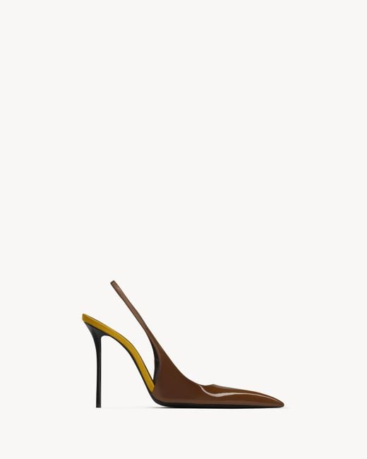 Saint Laurent White Amalia Slingback Pumps