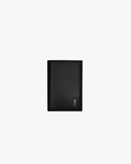 Saint Laurent Black Tiny Cassandre Credit Card Wallet for men