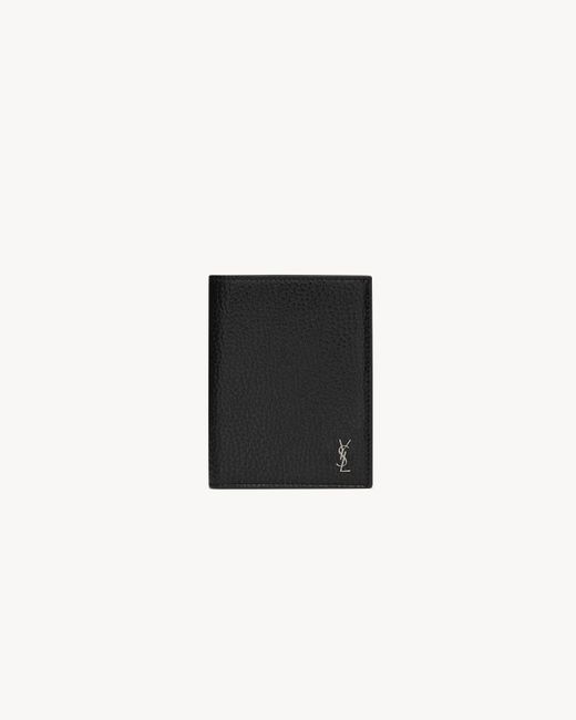 Saint Laurent Black Tiny Cassandre Passport Holder for men