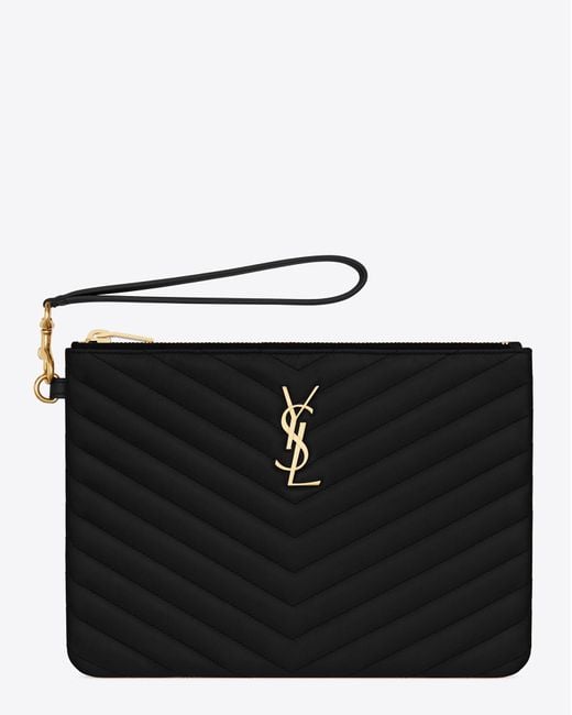 Saint Laurent Monogram A5 Pouch In Matelass Leather in Black Lyst
