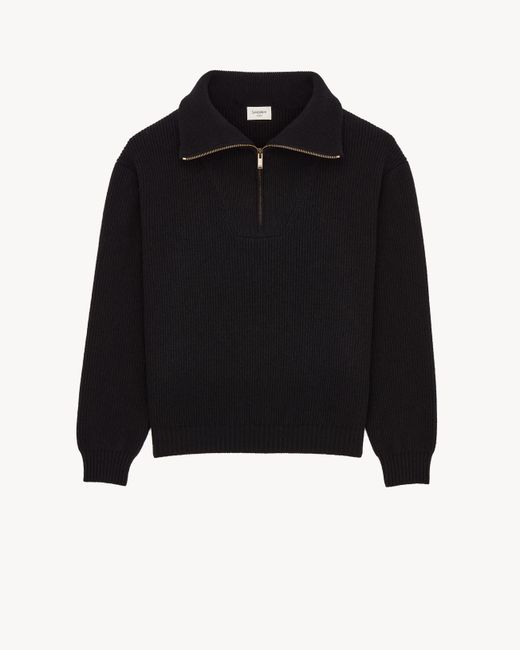 Saint Laurent Black Half-Zip Sweater for men