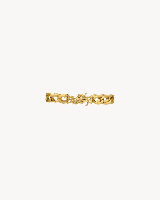 Saint Laurent White Cassandre Chain Bracelet